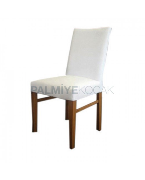 Cheap White Upholstered Chair with Wooden Leg