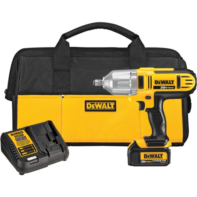 DEWALT 20V MAX Lithium-Ion Cordless 1/2in. Impact Wrench Kit — Hog Ring Anvil, 400 Ft.-Lbs. Torque, 