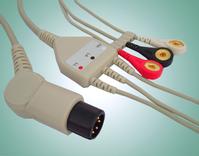 One piece 3-lead ECG Cable with leadwires