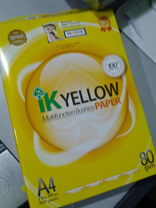 IK Yellow A4 Copy Paper 80gsm