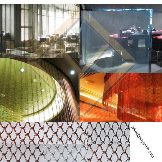 Interior metal curtain colored coil mesh