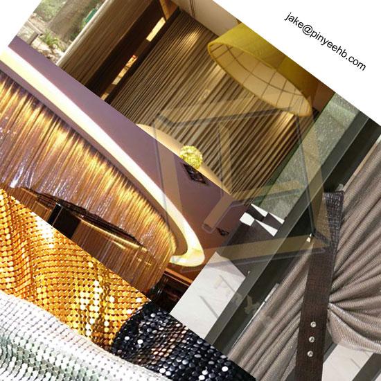 Interior partition Aluminum metallic sequin fabric/drapery/curtain