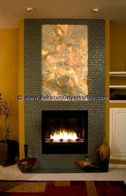 BACKLIT ONYX FIREPLACES