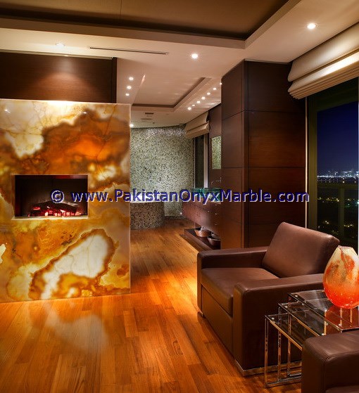 BACKLIT ONYX FIREPLACES