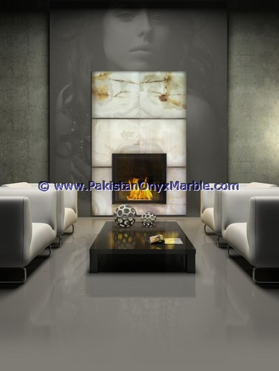 BACKLIT ONYX FIREPLACES
