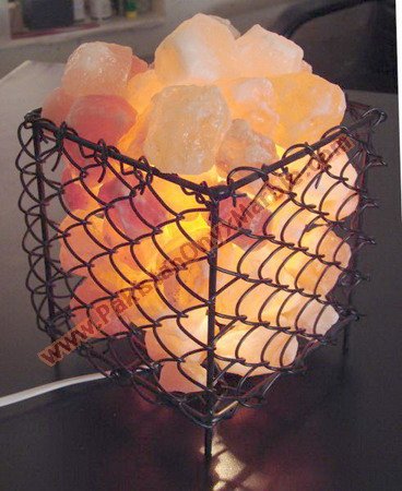 WROUGHT IRON SALT LAMPS WITH SALT CHUNKS