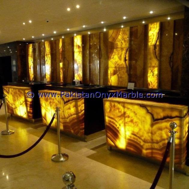 BACKLIT ONYX COUNTERTOPS FOR BAR RECEPTIONS