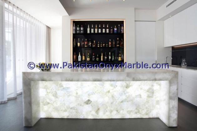BACKLIT ONYX COUNTERTOPS FOR BAR RECEPTIONS