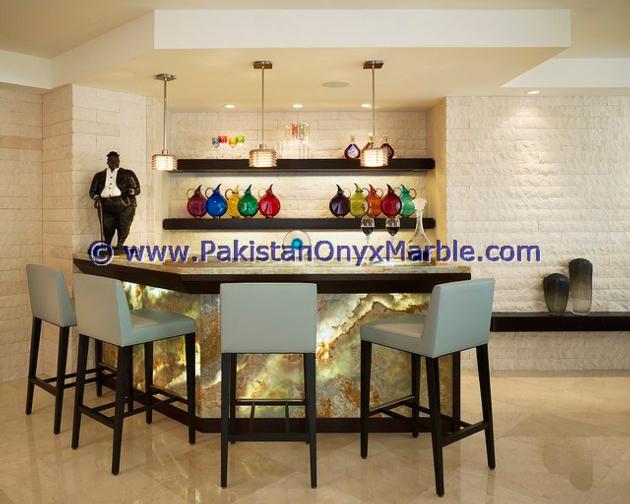 BACKLIT ONYX COUNTERTOPS FOR BAR RECEPTIONS