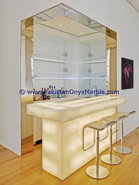 BACKLIT ONYX COUNTERTOPS FOR BAR RECEPTIONS