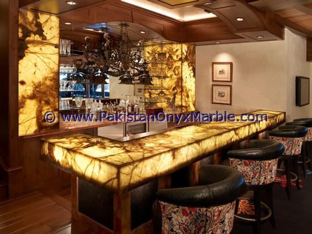BACKLIT ONYX COUNTERTOPS FOR BAR RECEPTIONS