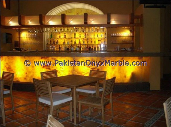 BACKLIT ONYX COUNTERTOPS FOR BAR RECEPTIONS