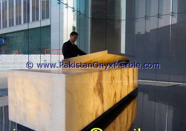 BACKLIT ONYX COUNTERTOPS FOR BAR RECEPTIONS