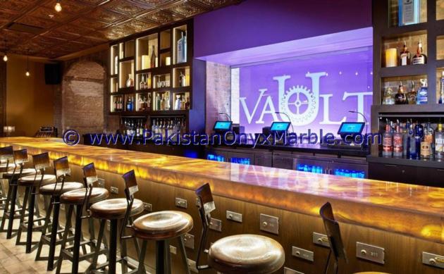 BACKLIT ONYX COUNTERTOPS FOR BAR RECEPTIONS