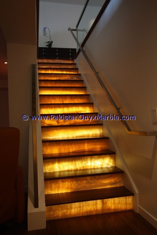 BACKLIT ONYX STAIRS STEPS RISERS Amp