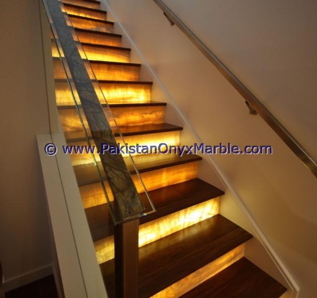 BACKLIT ONYX STAIRS STEPS RISERS Amp