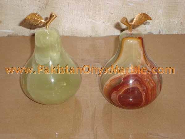 ONYX PEAR WITH BRASS LEAF HANDICRAFTS