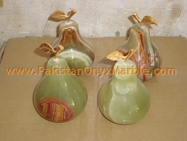 ONYX PEAR WITH BRASS LEAF HANDICRAFTS