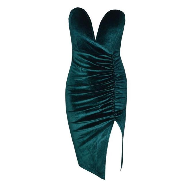STRAPLESS VELVET DRESS