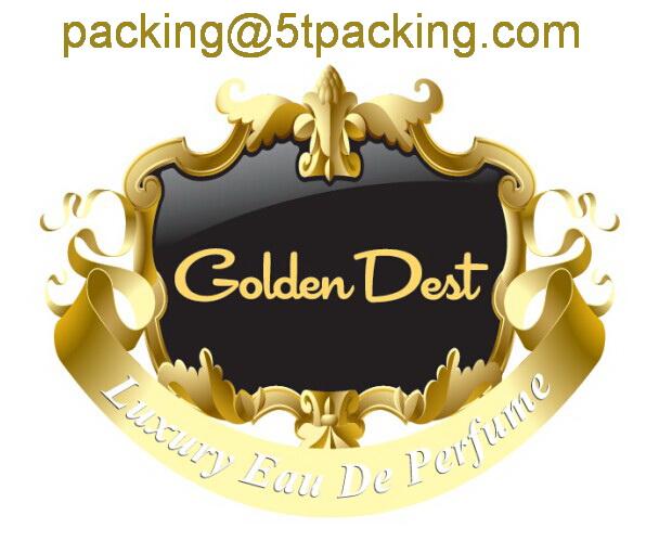 Golden Dest Gold Embossed Cosmetic Bottle Labels in Luxury Eau De Perfume