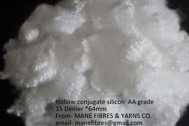 Hollow conjugate silicon polyester staple fibre