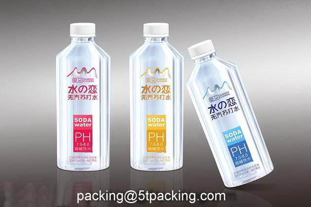 Transparent PE Plastic Adhesive Labels in Soda Water Summer Flowers Brand Bottle