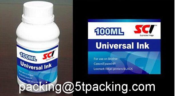 Plastic universal ink bottle labels with chemical proof 