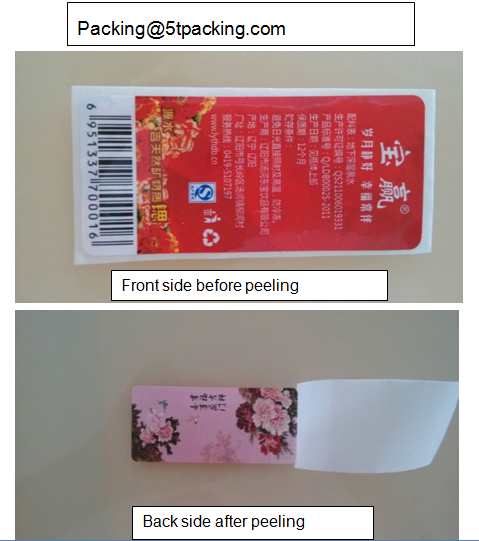 Red Flowers Double Sided Printed Adhesive Labels in Mineral Water Bottles