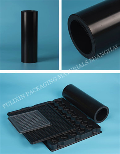 Black Embedded Conductive PP & HIPS plastic film  for electronic components packaging
