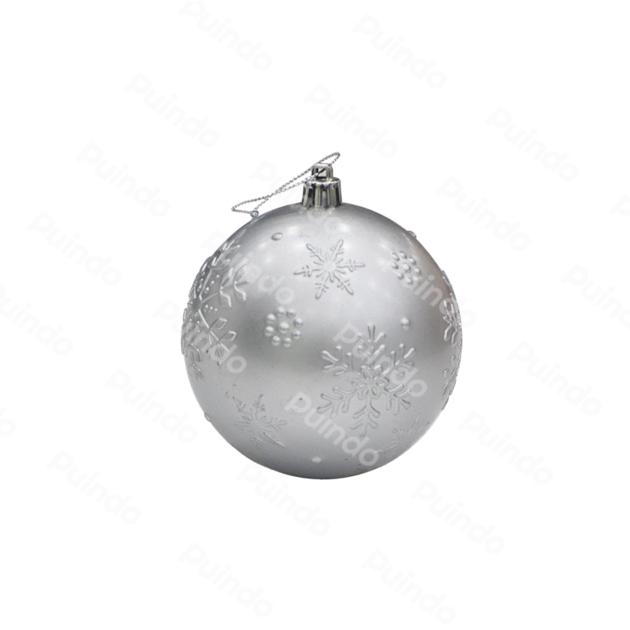 Silver Chritmas tree decorations ball, Puindo customized Xmas ornaments ball with snowflake pattern