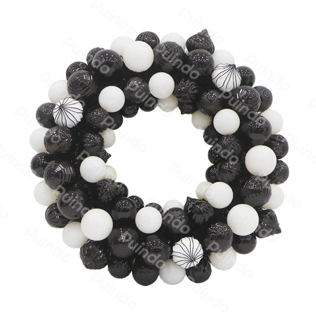 Puindo Customized Black And White Christmas Ball Wreath Festival Ornament For Halloween Party Decor