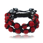 Fashion Crystal Double Rows Bracelet 10mm Red