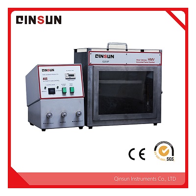 Horizontal flame test chamber