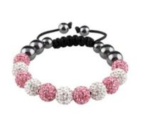 Crystal Beads Bracelet White Pink 10mm