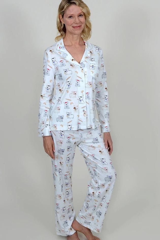 Women Cotton Paw Print PJ Set