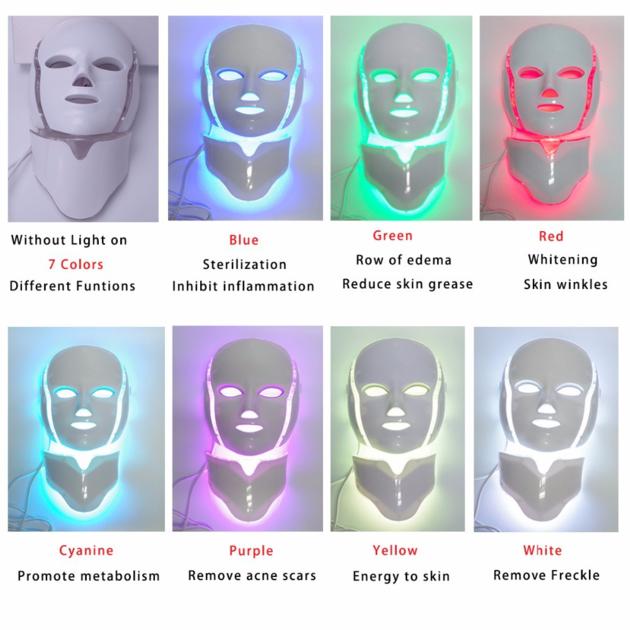 LED mask skin care 7-color light facial and neck micro-crystal mask care