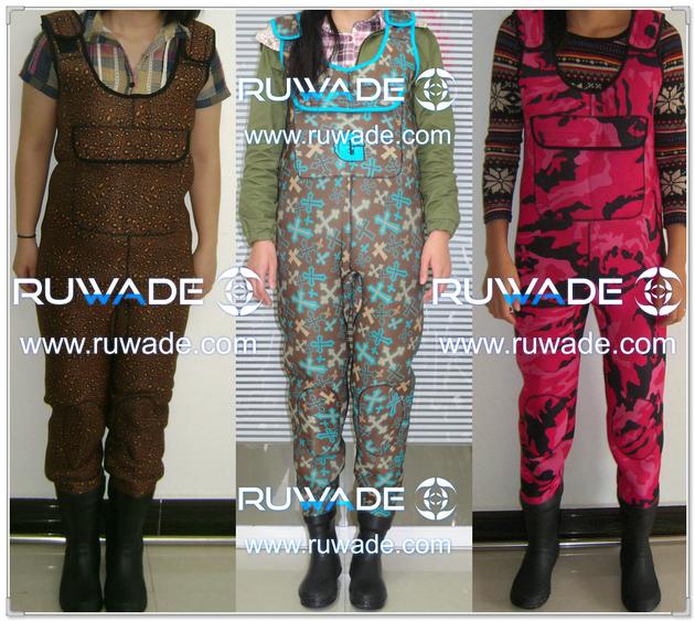 Women camo neoprene chest fishing wader