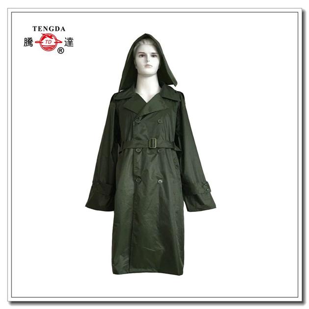 Military Green Fashionable Women Long Rainwear
