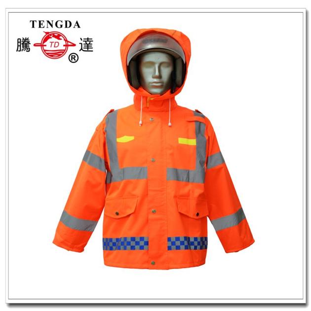 Orange Reflective Safety Polyester Worker Rain