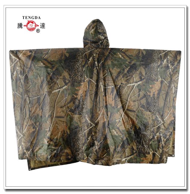 waterproof polyester woodland military rain poncho