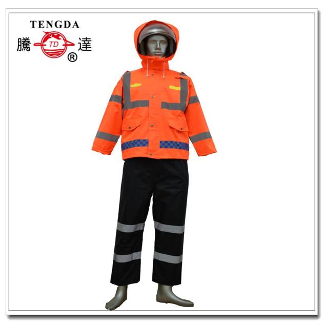 orange reflective safety polyester worker rain coat