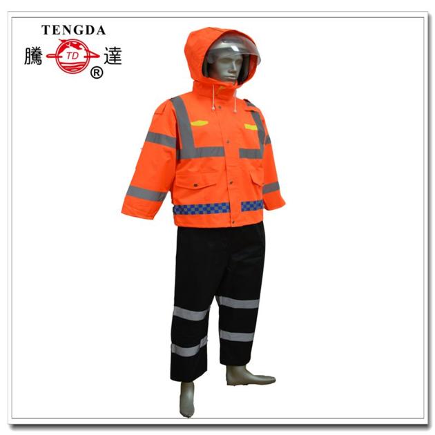 Orange Reflective Safety Polyester Worker Rain