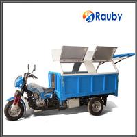 three wheel garbage tricycle with cover and dumping