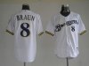 Milwaukee Brewers #8 Ryan Braun White MLB Jerseys