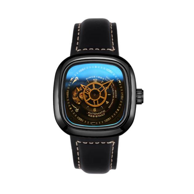 MEN SQUARE AUTOMATIC SKELETON WATCH