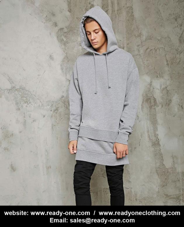 Double Hem Custom Longline Hoodie