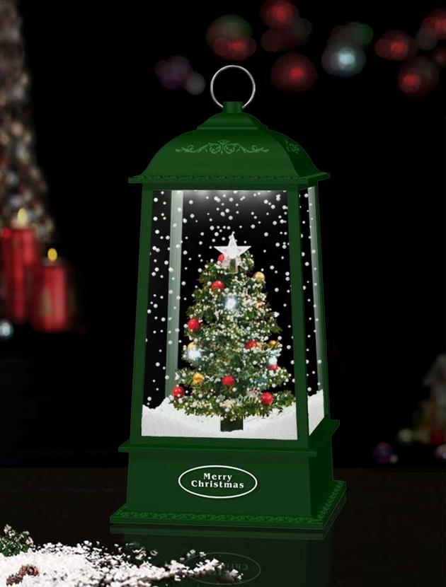 Tabletop Snowing Lantern with Tree inside