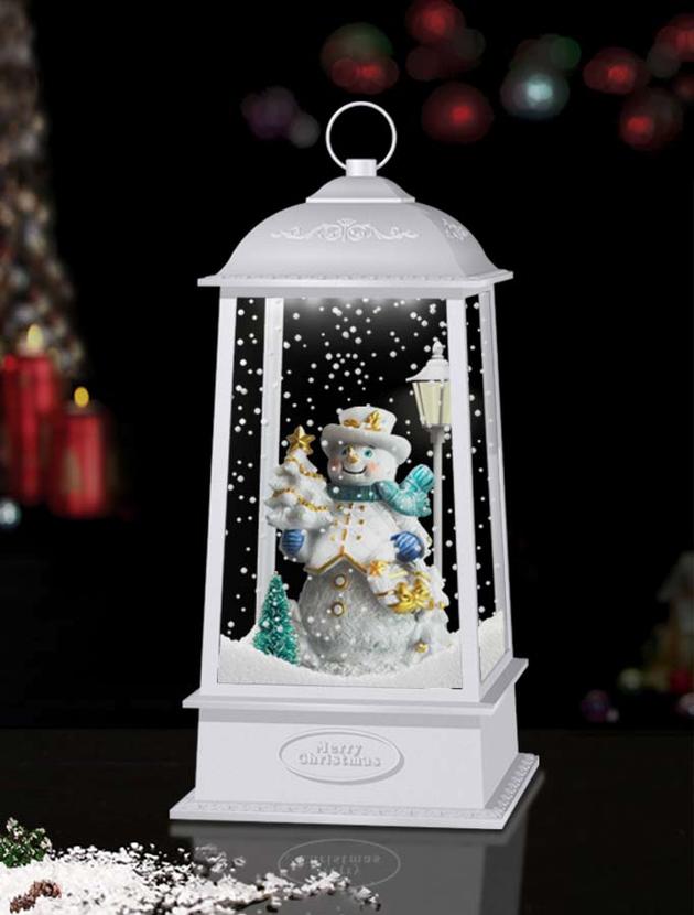 Tabletop Snowing Lantern with Snowman inside