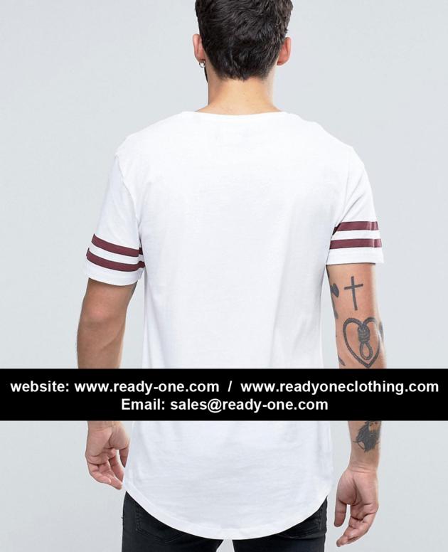 Longline T Shirt With Arm Stripes