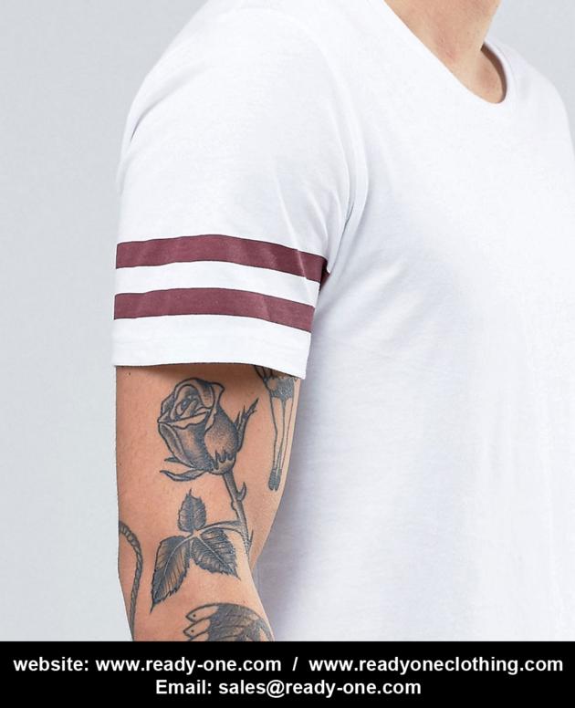 Longline T Shirt With Arm Stripes